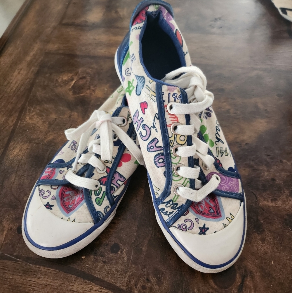 Coach Barrett Poppy Multicolor Lace Up Sneakers Size 7